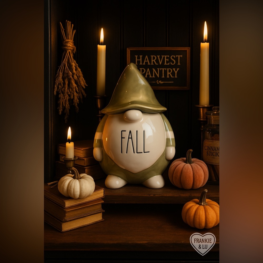 Rae Dunn Fall Gnome Canister – Green Hat Autumn Decor – HTF NWT